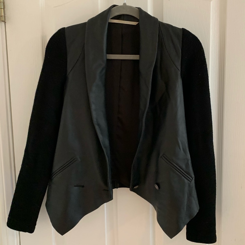 Leather and wool blazer sz 0 by Cynthia Vincent